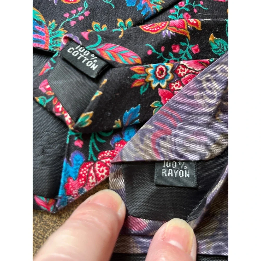 VTG LOT OF 2, Men's Neck Tie STRUCTURE BRAND Silk & Rayon FLORAL & ABSTRACT